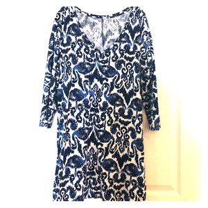 Lilly Pulitzer Blue and White V-Neck Dress